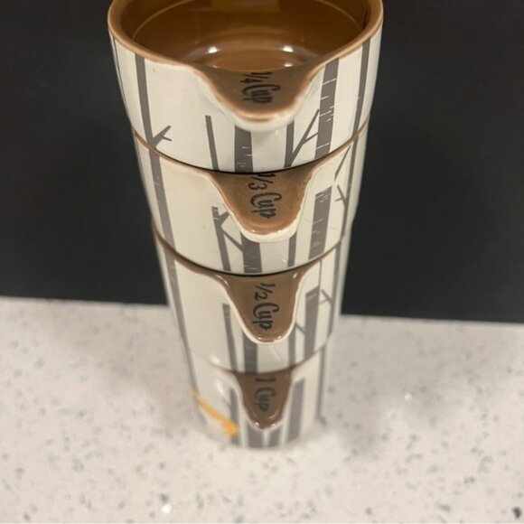 KITSCH’N GLAM Stackable Fox Birch Trees Themed Measuring Cups Set of 4 - Picture 12 of 15